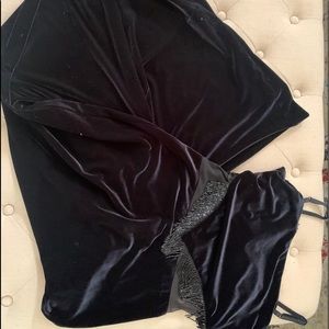 Long velvet beaded formal dress